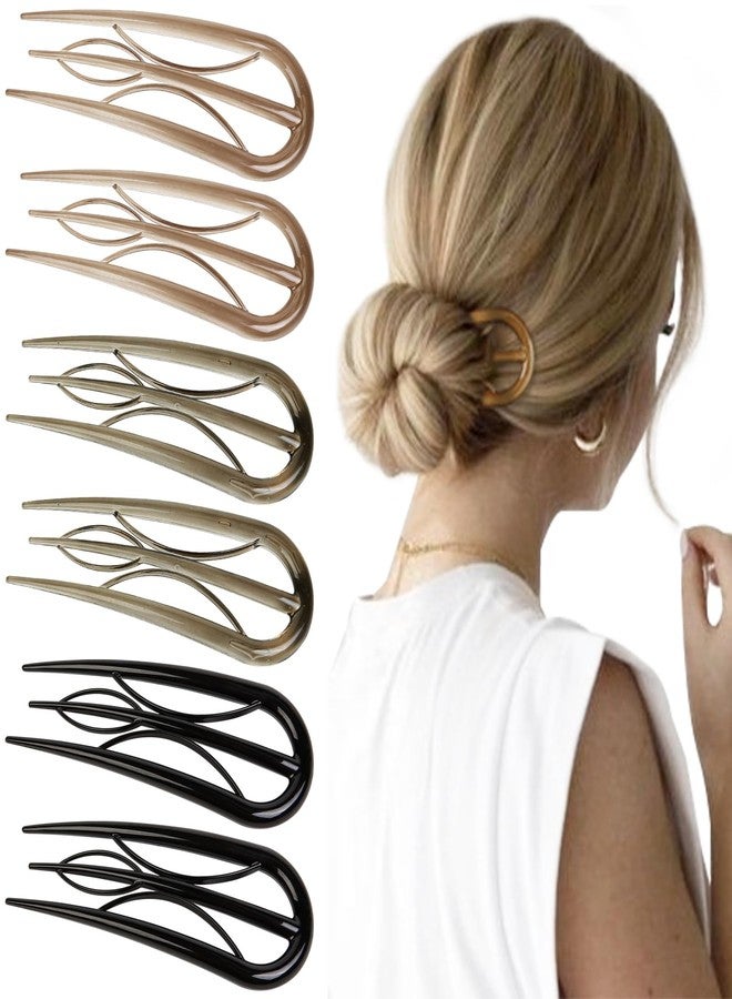 TEBIEKOY French Hair Pin for Women, 6 Pcs U-Shaped French Pin Flat Hair Clips for Women, French Hair Pins Strong Hold Hair Accessories for Buns, French Twist Hair Pin for Thick Hair, Hair Fork Hair Sticks - Image 1